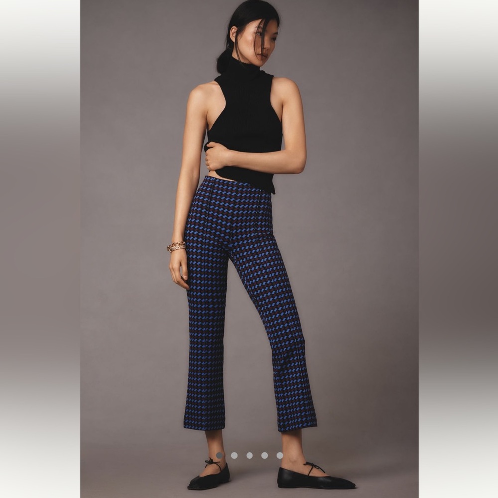 NWT Anthropologie The Margot Kick-Flare Cropped Pants by Maeve in Blue